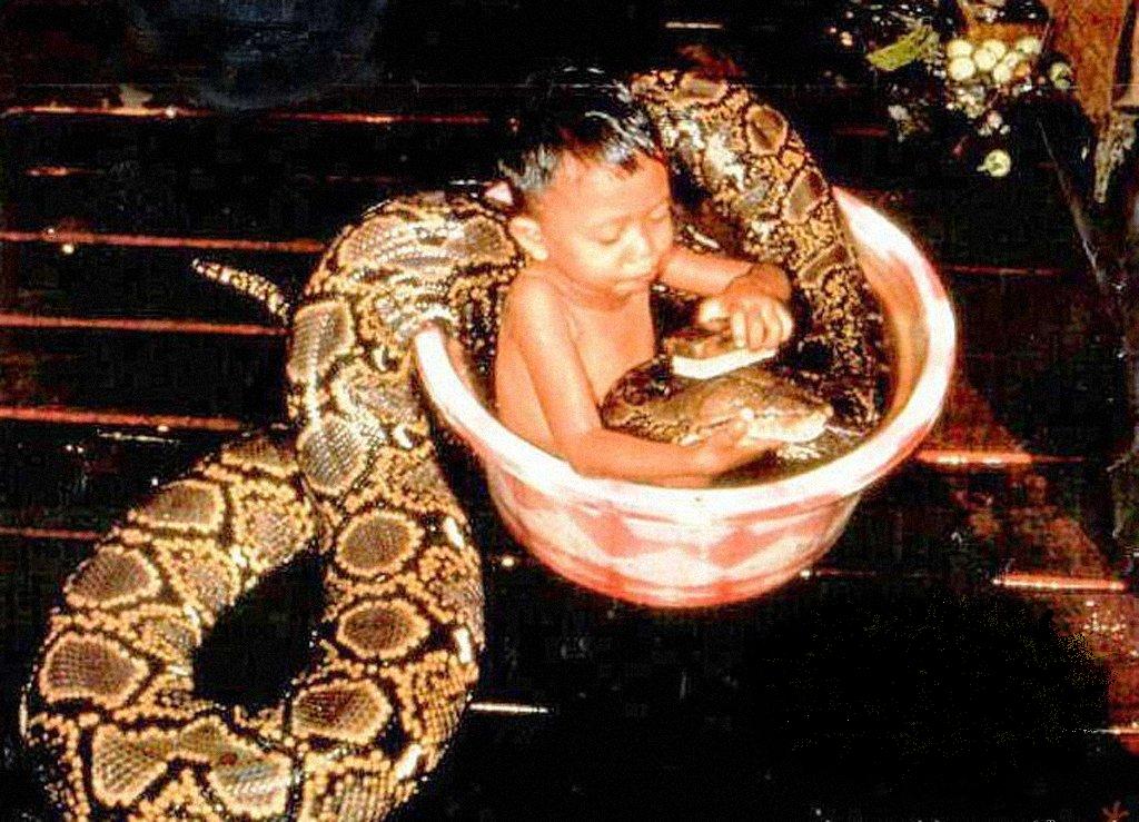 Kind mit Schlange